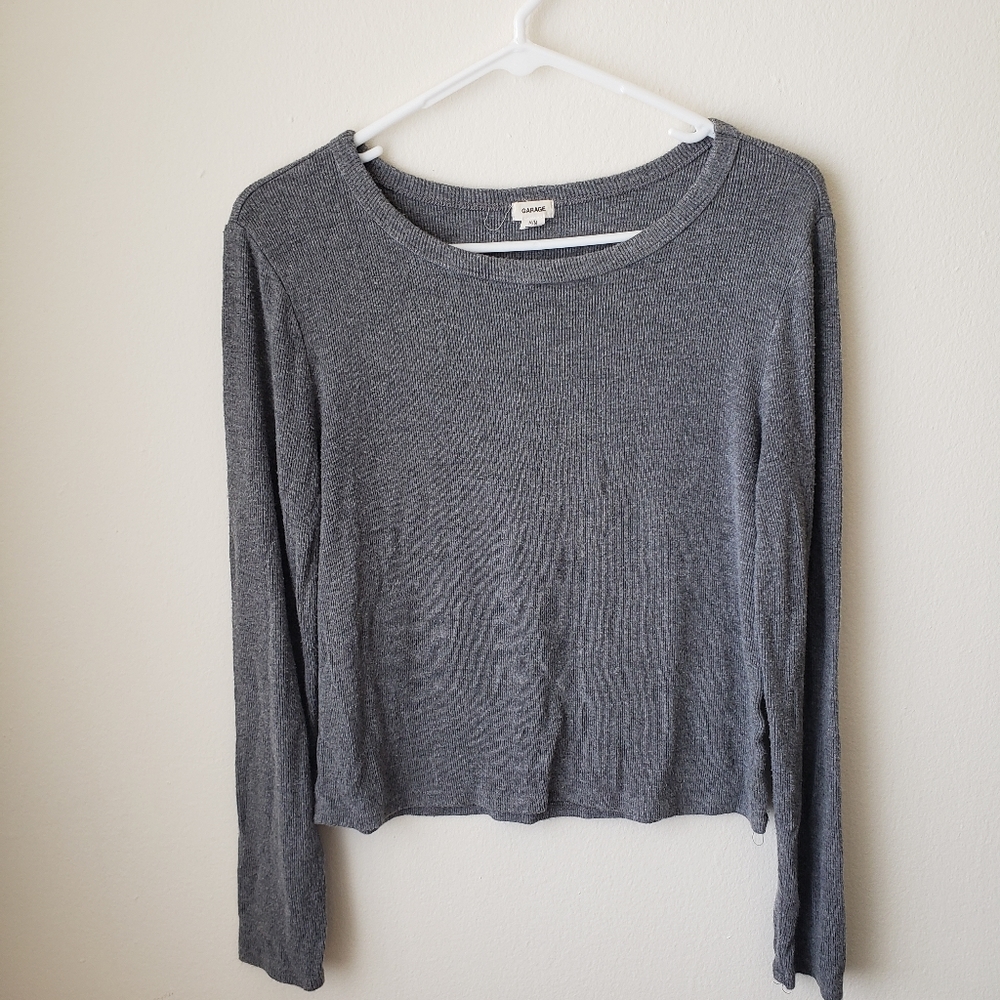 Gray Ribbed Fabric Long Sleeve